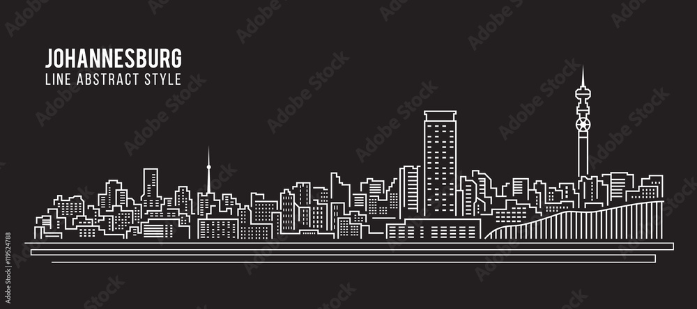 Cityscape Building Line art Vector Illustration design - Johannesburg City