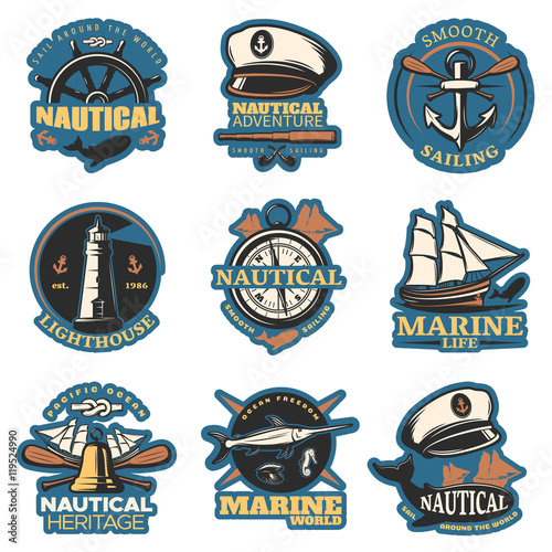 Nautical Emblem Set In Color