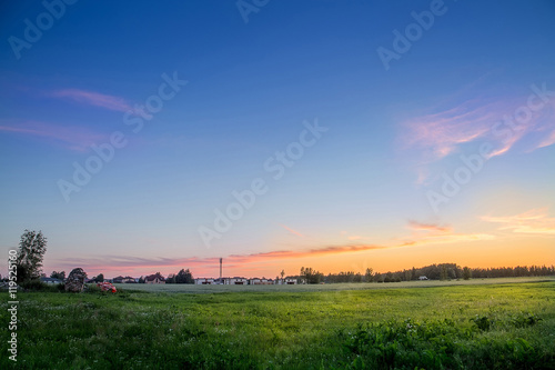 Grass on the Field during Sunrise  Agricultural Landscape in the Summer Time  Free Space for Text