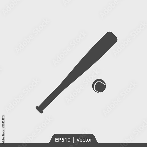 Baseball bat and ball vector icon for web and mobile