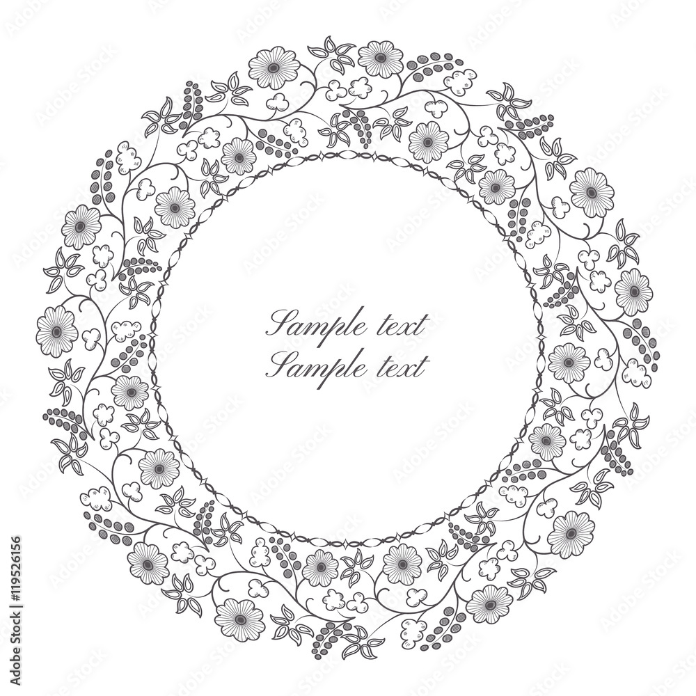Round floral ornate frame Round floral ornate frame