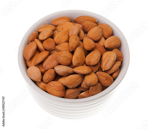 Apricot kernel on white background