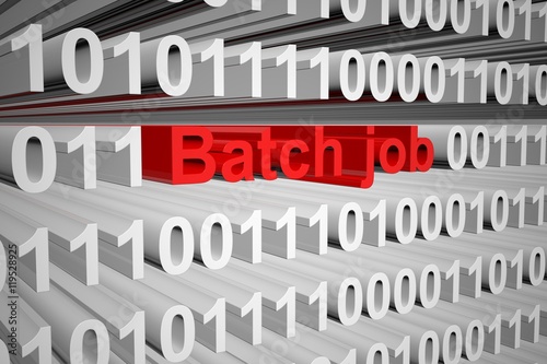 Fotografia batch job in the form of binary code, 3D illustration