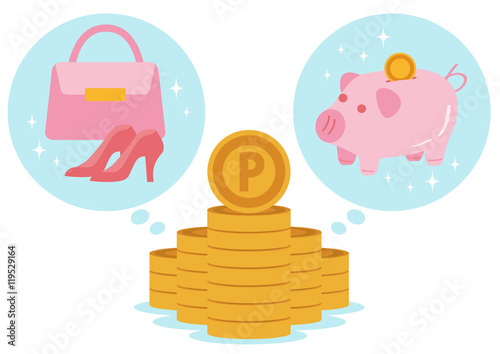 イラスト素材　ポイント　貯めるor換金