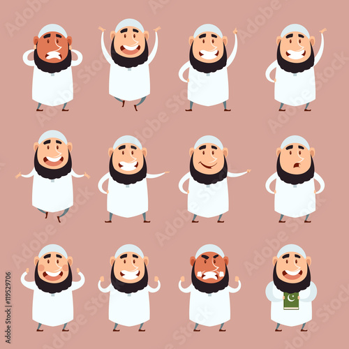 Set of cartoon muslim icons3