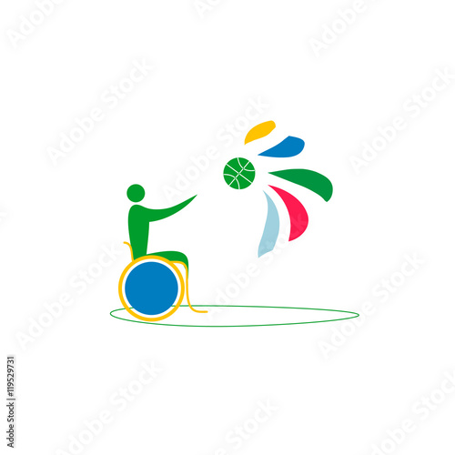 Sport for All. Man in wheelchair sports. Man with disabilities to play basketball.