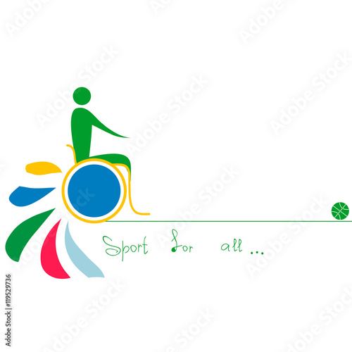 Sport for All. Man in wheelchair sports. Man with disabilities to play basketball.