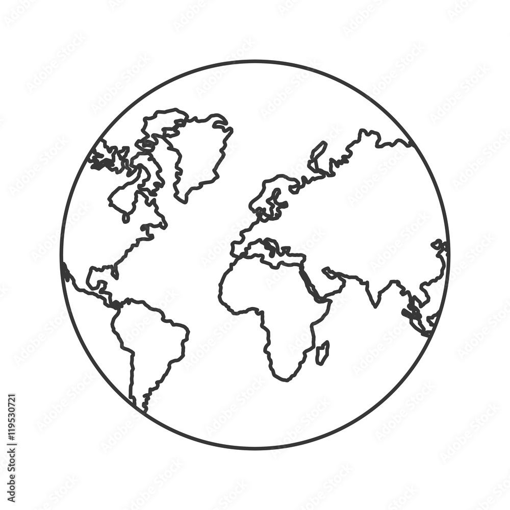 planet earth sphere globe map  icon. Flat and isolated design. Vector illustration