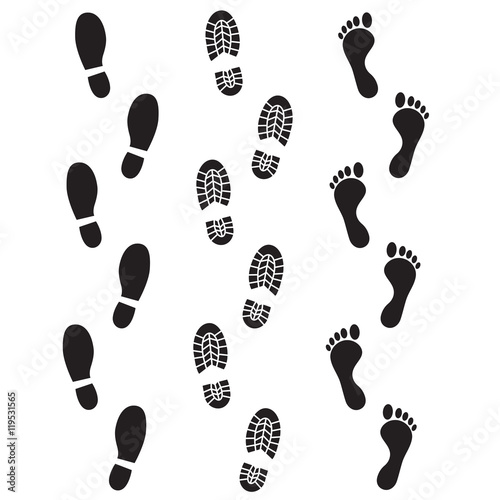 Human footprints vector icons. photo