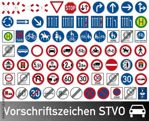 Verkehrszeichen STVO Vorschriftszeichen Sammlung icon Set Vektor / german traffic road sign icon vector collection set