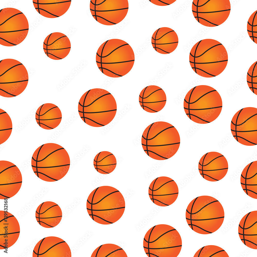 Cute baby seamless texture basketball balls. Basketball, wallpaper, fabric. Vector illustration.