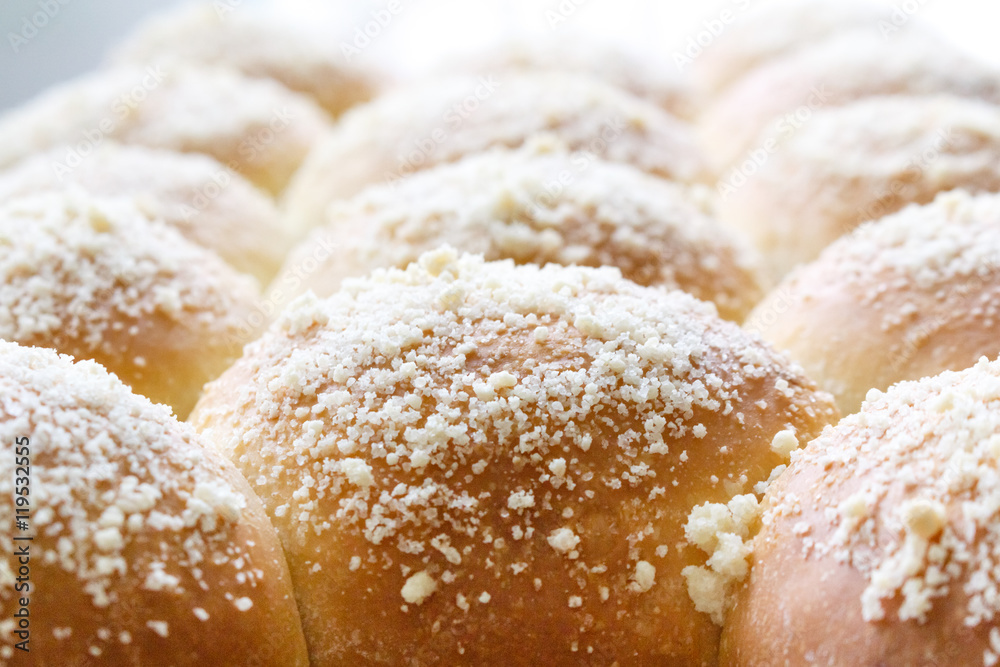 fresh hot sweet baked buns, close-up photo. fresh hot sweet baked buns, close-up photo.