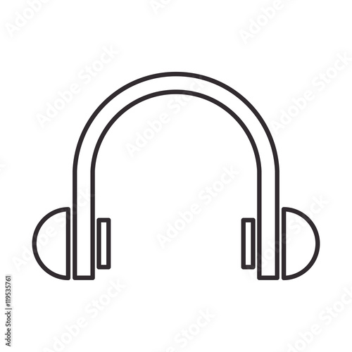 headphone music sound device shape silhouette icon. Flat and isolated design. Vector illustration