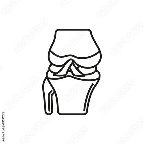 Knee joint icon on white background