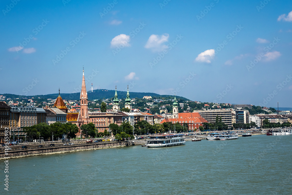 Beautiful Panoramic view of Buda side in Budapest. Hungary.