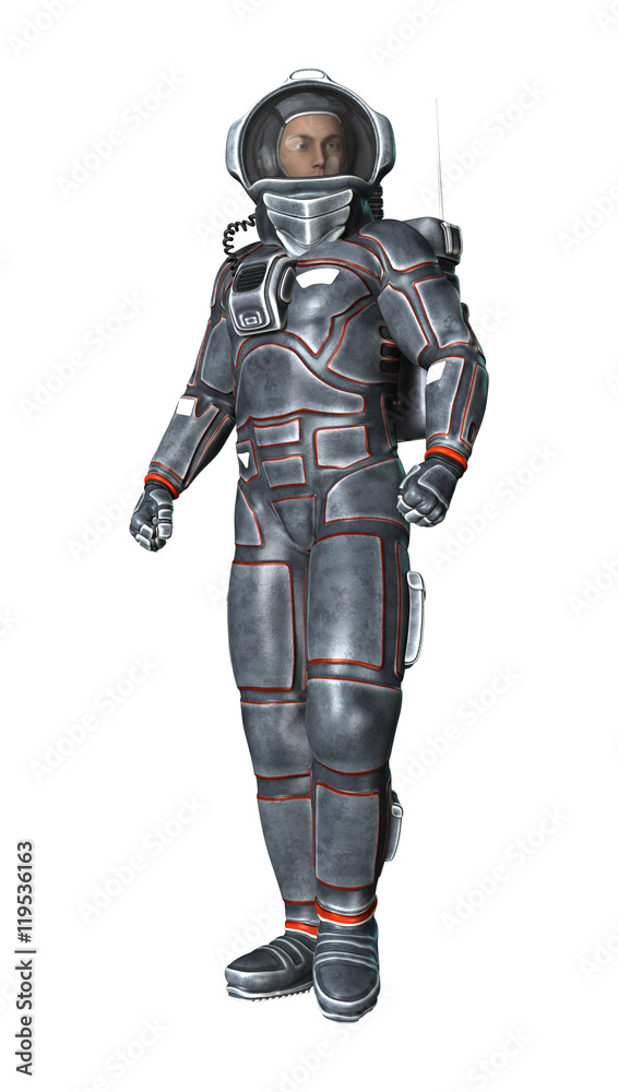 3D Rendering Astronaut on White