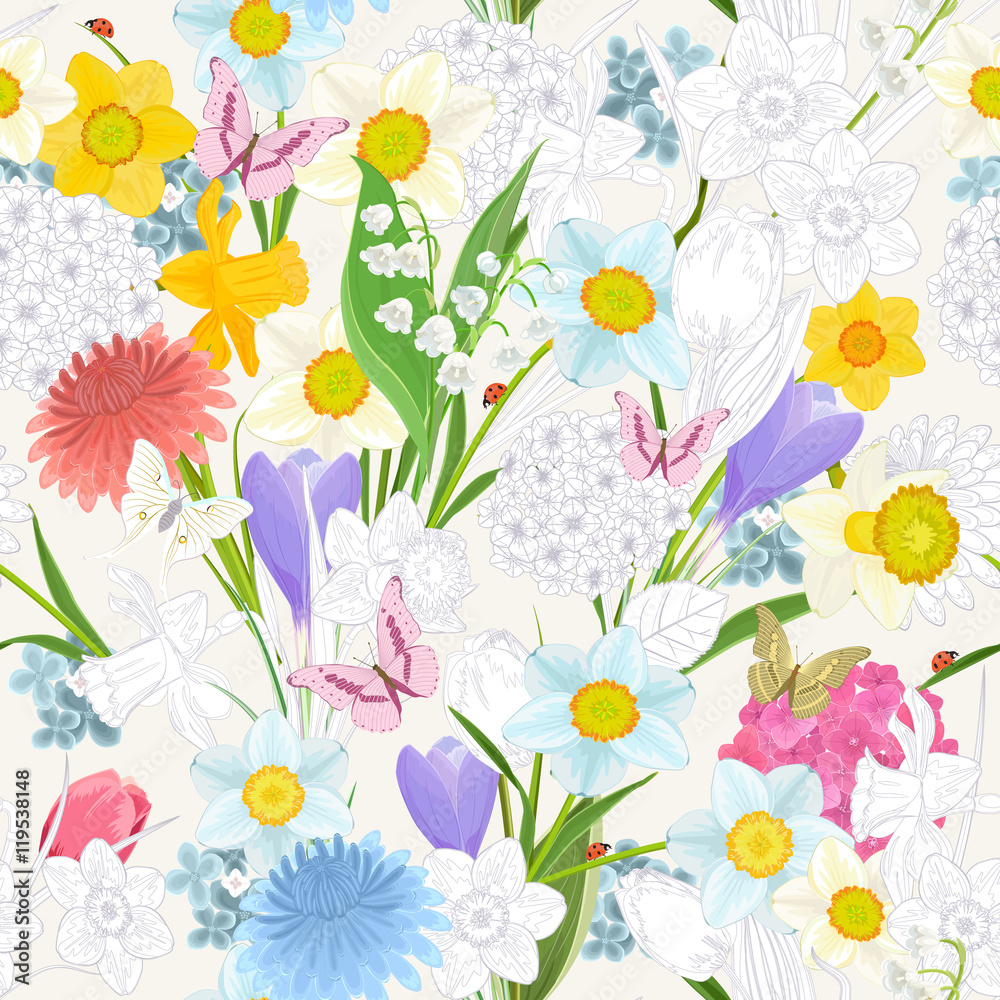 seamless texture with floral mix design