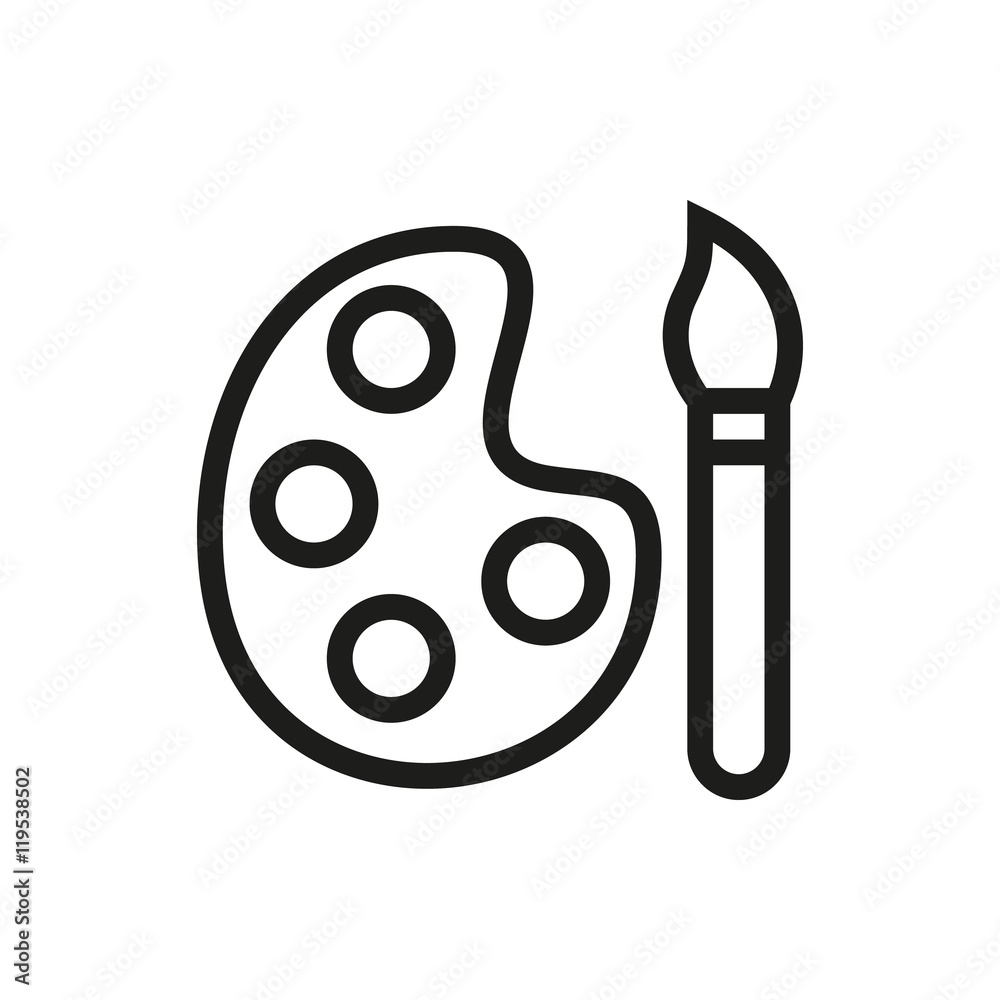 Paint brush with palette icon on white background Paint brush with palette icon on white background