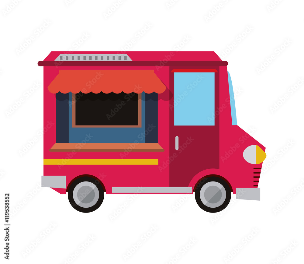 truck delivery fast food urban business icon. Flat and isolated design. Vector illustration