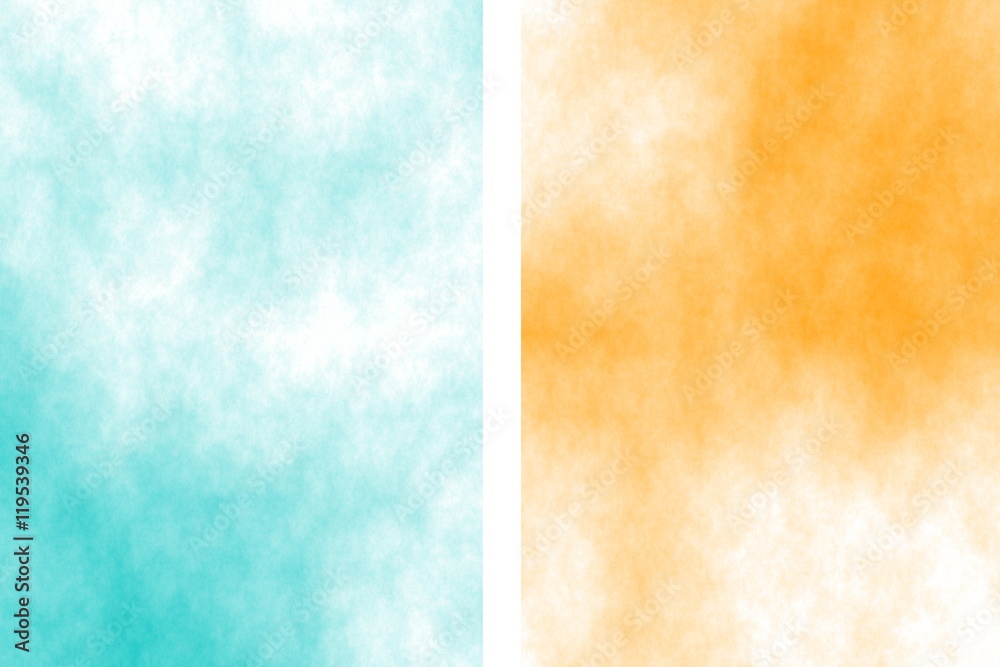 Illustration of a cyan and orange divided white smoky background