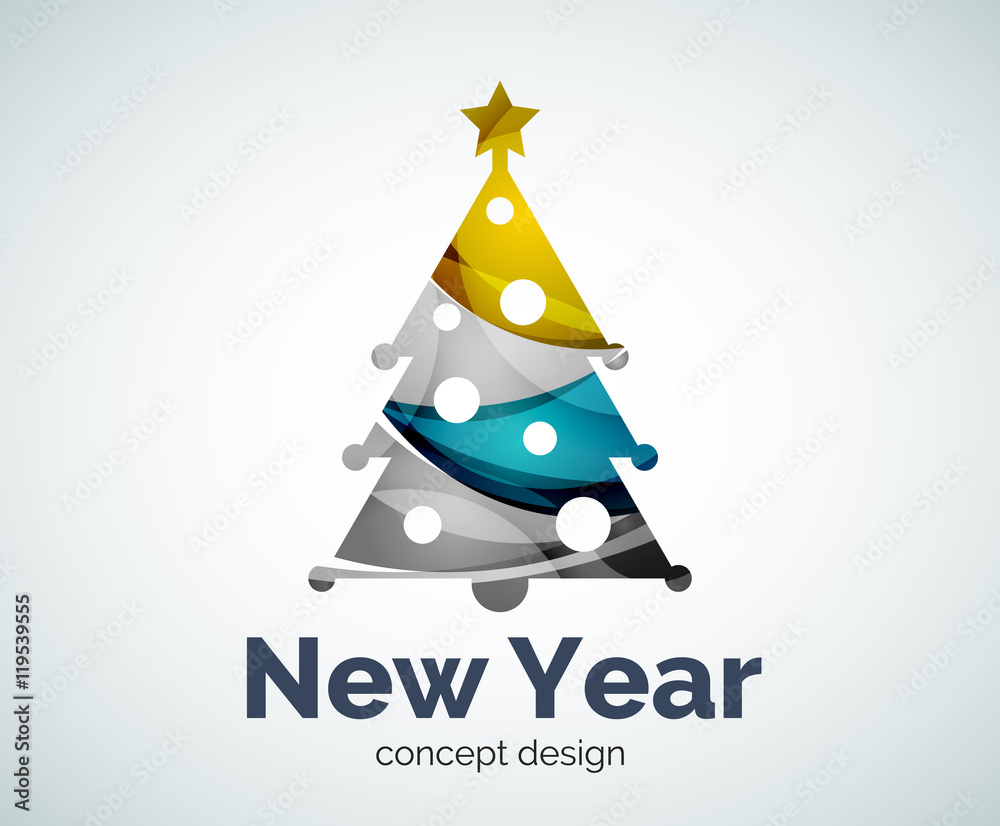 Vector Christmas or New Year tree logo template Vector Christmas or New Year tree logo template