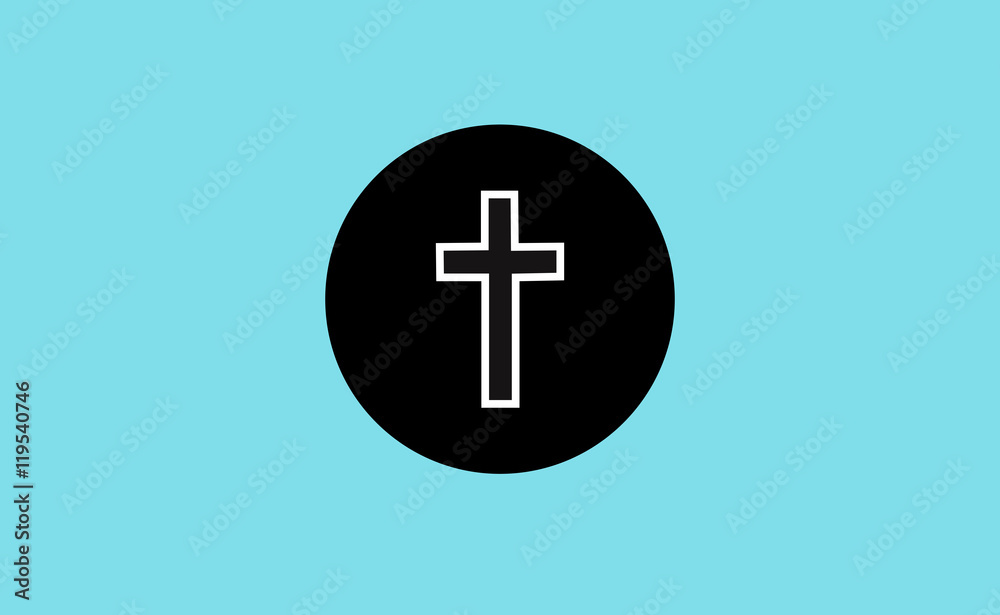 Fototapeta premium Vector cross symbol icon in circle on flat background