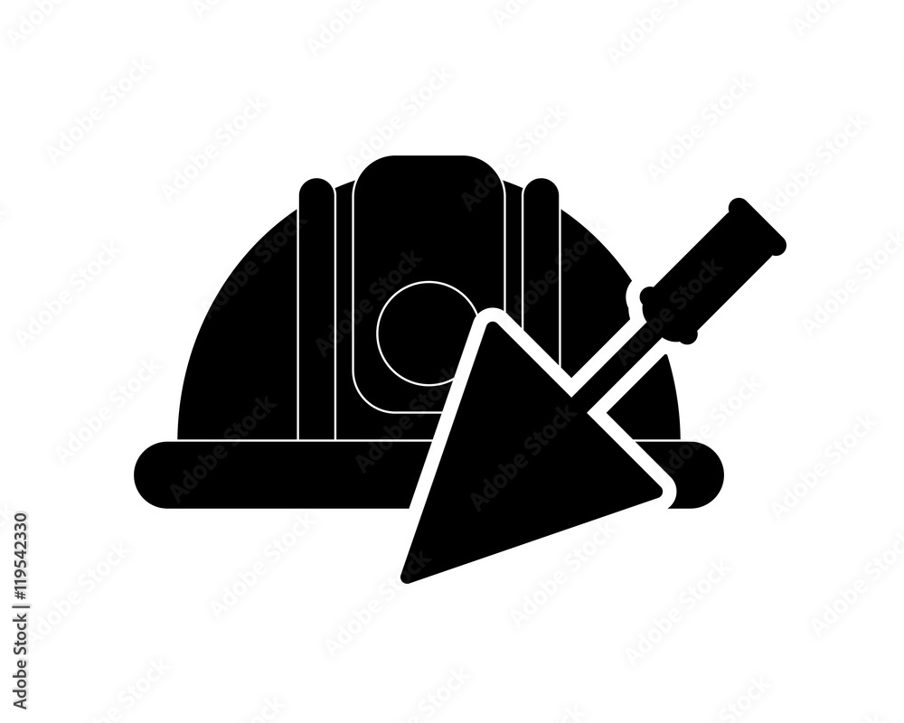 Obraz premium flat design safety helmet and trowel icon vector illustration