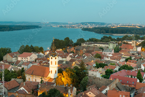 Panoramic view of historic town Zemun, part of Belgrade, Serbia photo