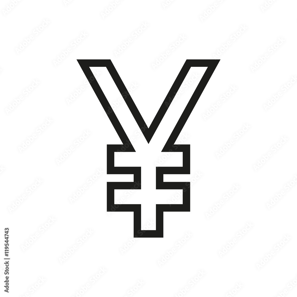 Obraz premium Chinese yuan icon on white background