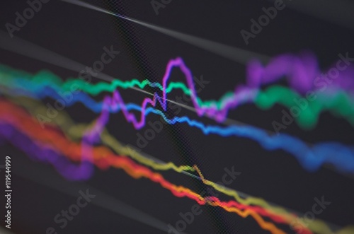 Stock market chart on LCD screen. Deep of field photo.