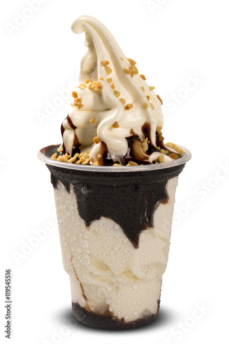 Sundae with Chocolate syrup photo