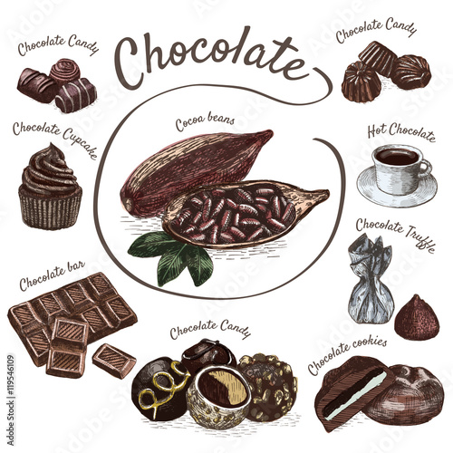 Vector illustration colorful set with confectionery and candies