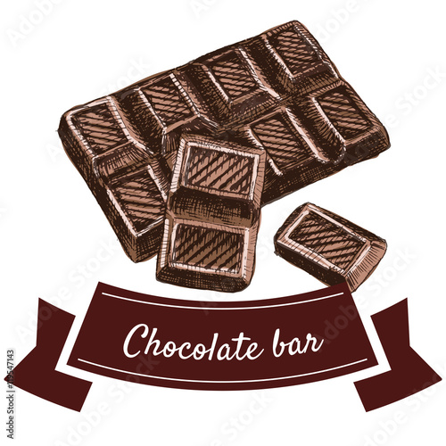 Vector illustration colorful set with chocolate bar