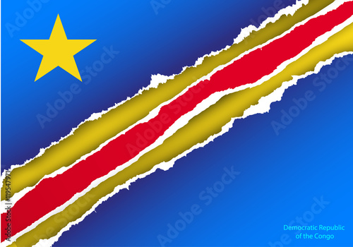 design flag democratic republic of the congo from torn papers with shadows