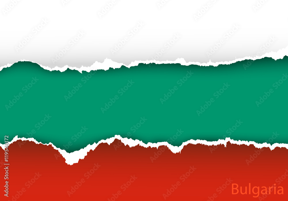 design flag Bulgaria from torn papers with shadows