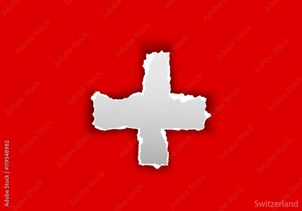 Obraz premium design flag switzerlan from torn papers with shadows