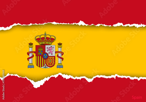design flag spain from torn papers with shadows