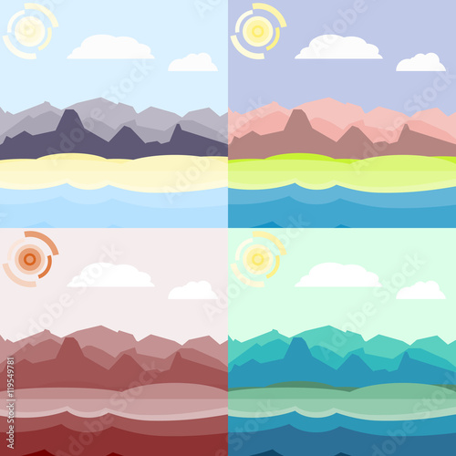 Morning and day landscapes set