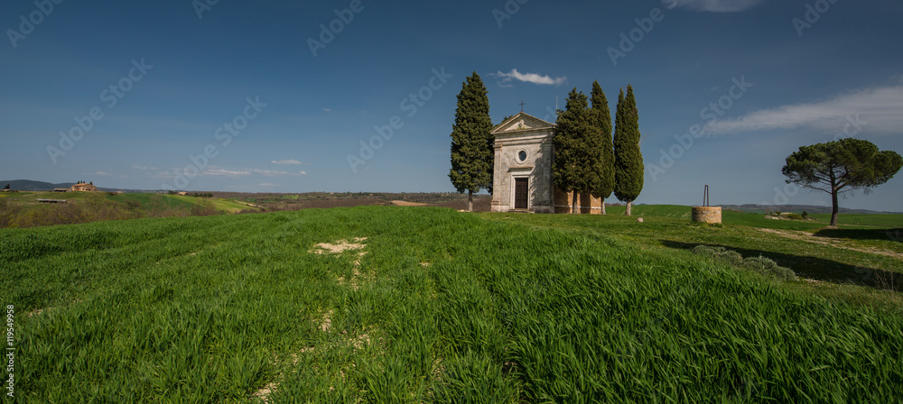 Small chapel in tuscany countryside