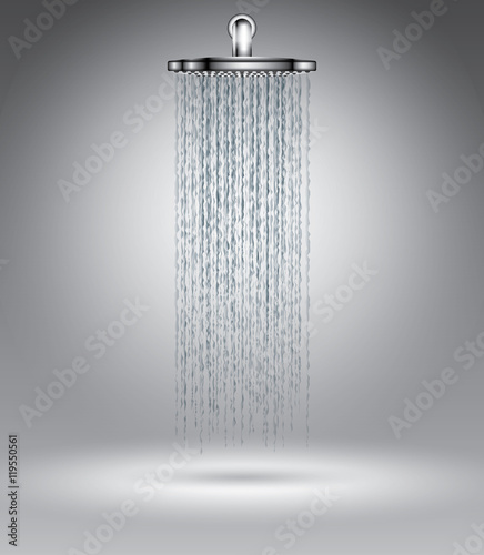 Rain shower on grey vector illustration template for advertising