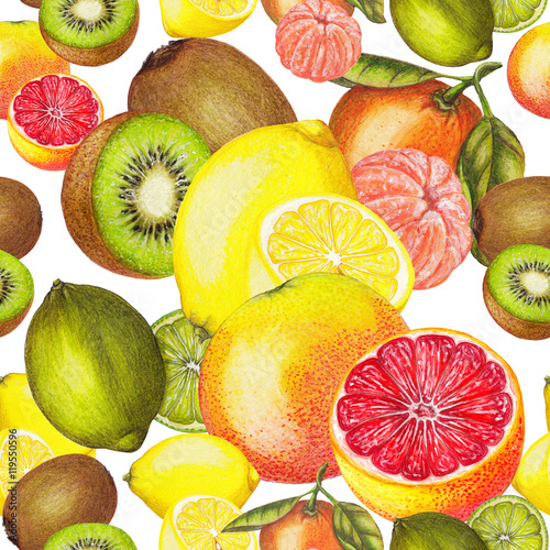 Isolated pattern of citrus fruits