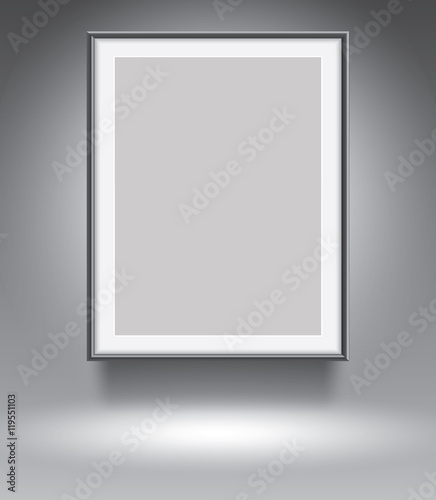 Empty frame on grey vector illustration template for advertising