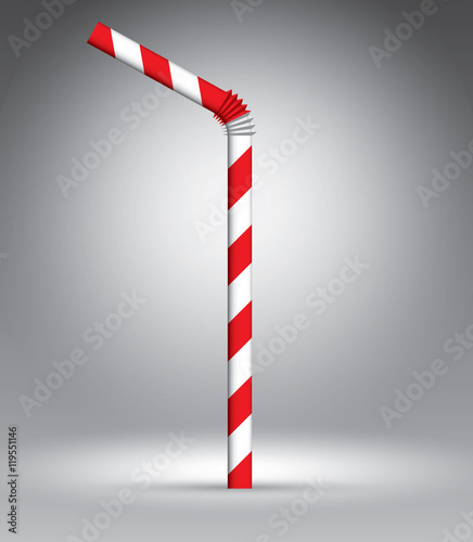 Drinking straw on grey vector illustration template for advertising