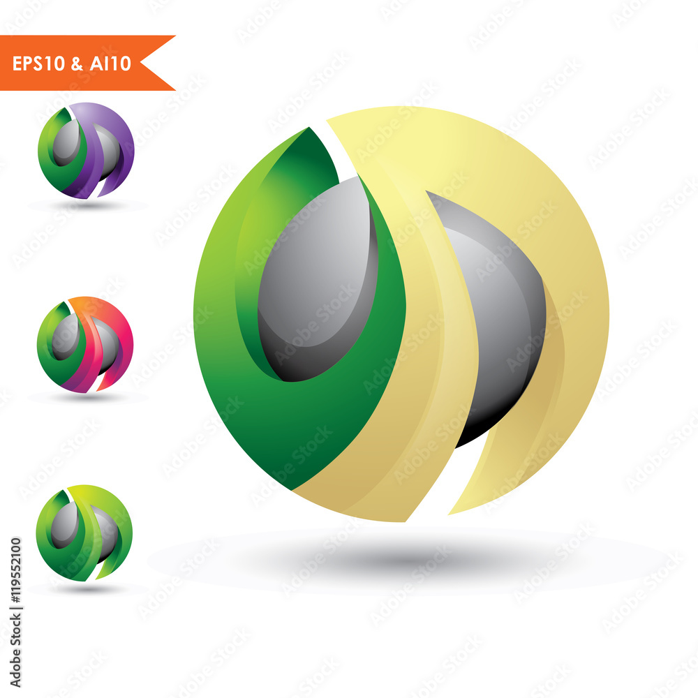 3D Sphere logo letter uA and Letter vA _v3 3D Sphere logo letter uA and Letter vA _v3