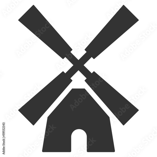 Wind Mill icon. Vector style is flat iconic symbol, gray color, white background.