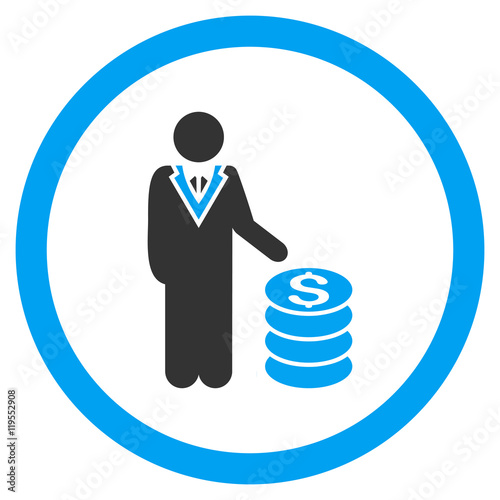 Businessman rounded icon. Vector illustration style is flat iconic bicolor symbol, blue and gray colors, white background.