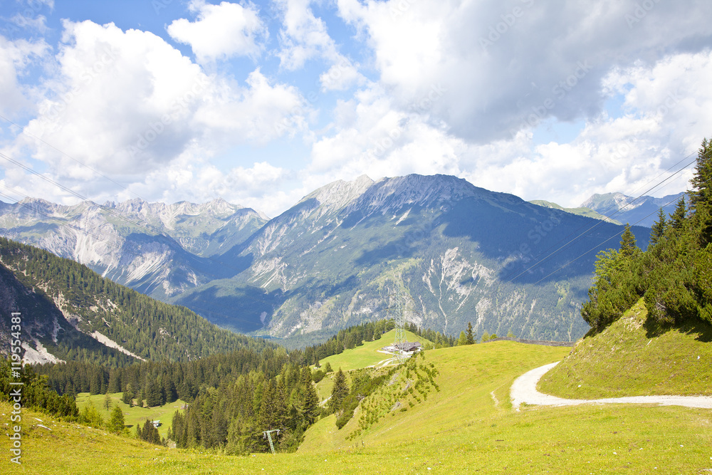 Beautiful view at mountains in summer in Tirol, Austria