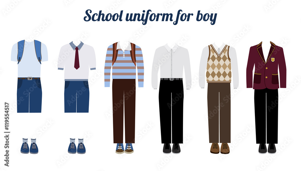 School uniform for boys flat vector illustration Stock Vector | Adobe Stock