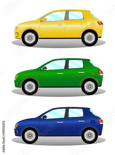 Fototapeta Naklejka Na Ścianę i Meble -  Car kit hatchback in three colors