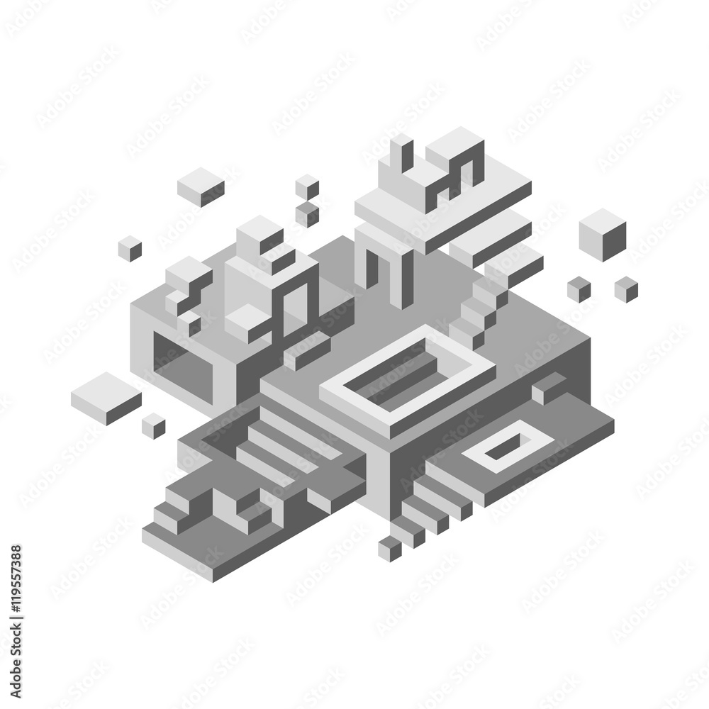 Isometric figures on a white background. Isometric figures on a white background.